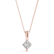 14K Rose Gold 0.05ct Square Diamond Pendant