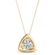 14K Yellow Gold 1ct Round Diamond Pendant