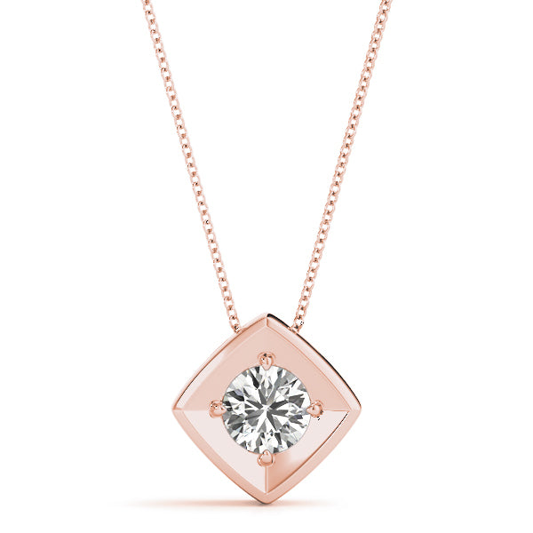 18K Rose Gold 1 ct tw Solitaire Diamond Pendant