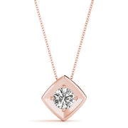 14K Rose Gold 1ct Diamond Solitaire Pendant