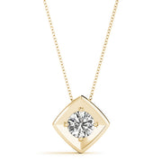 14K Yellow Gold 1ct Round Diamond Pendant