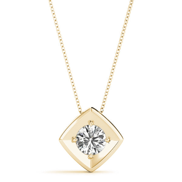 14K Yellow Gold 1ct Round Diamond Pendant