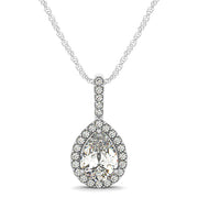 18K White Gold 1/2 ct tw Halo Diamond Pendant