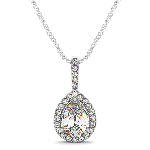18K White Gold 1/2 ct tw Halo Diamond Pendant