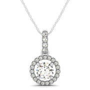 Platinum 1 1/4 ct tw Halo Diamond Pendant