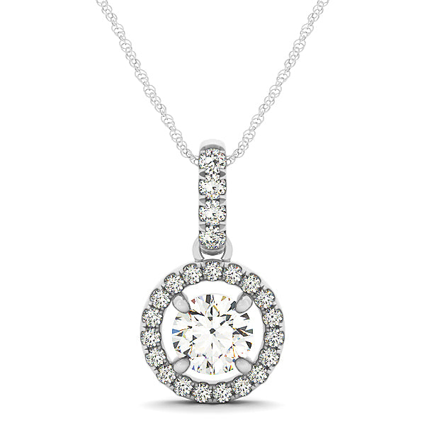 Platinum 1 1/4 ct tw Halo Diamond Pendant