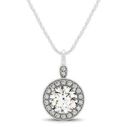 Platinum 1 1/4 ct tw Halo Diamond Pendant