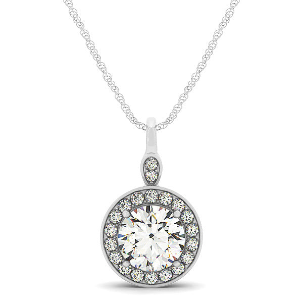 Platinum 1 1/4 ct tw Halo Diamond Pendant