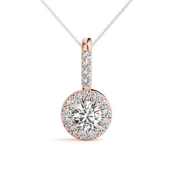 14K Rose Gold 1 ct tw Halo Diamond Pendant