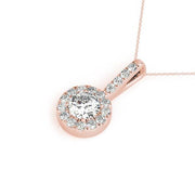 14K Rose Gold 1 ct tw Halo Diamond Pendant