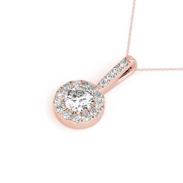 14K Rose Gold 1 ct tw Halo Diamond Pendant
