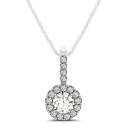 18K White Gold 1 ct tw Halo Diamond Pendant