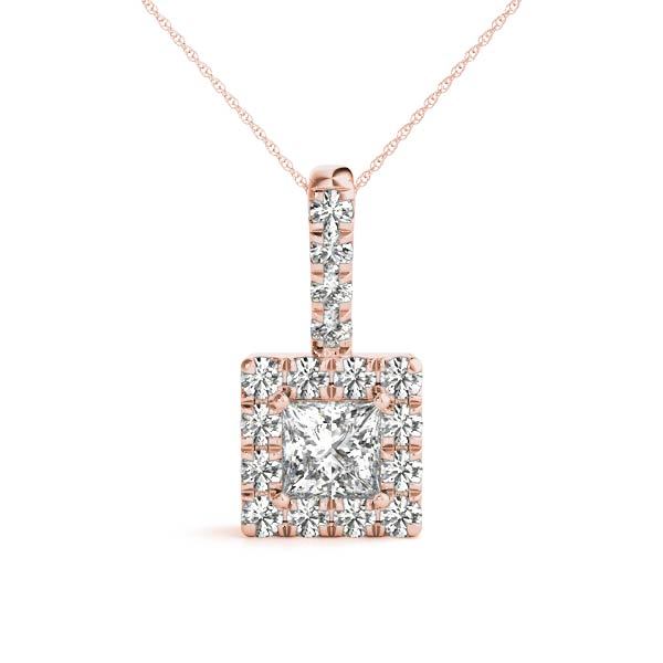 18K Rose Gold 1 ct tw Halo Diamond Pendant