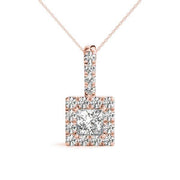 14K Rose Gold 1 CT Diamond Halo Pendant