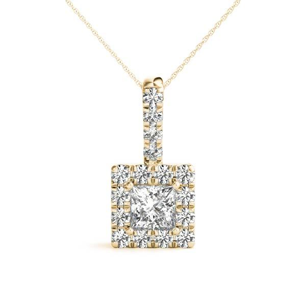 14K Yellow Gold 1 ct tw Halo Diamond Pendant