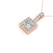 14K Rose Gold 1 ct tw Halo Diamond Pendant