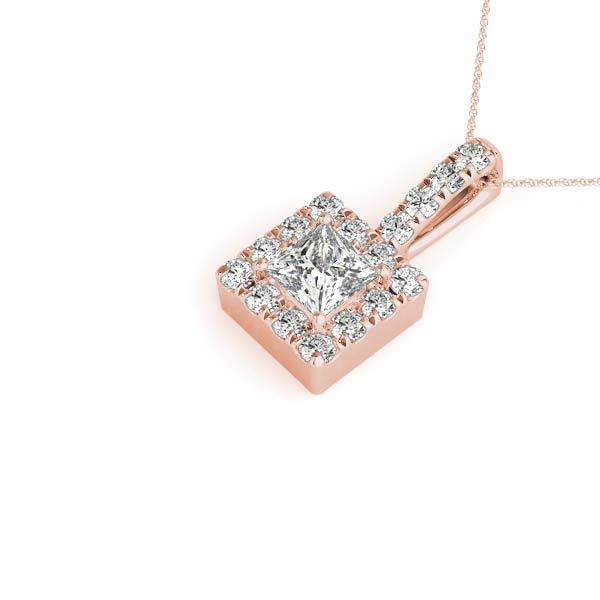 14K Rose Gold 1 ct tw Halo Diamond Pendant