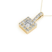 18K Yellow Gold 1 ct tw Halo Diamond Pendant