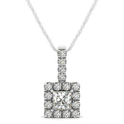 Platinum 1 ct tw Halo Diamond Pendant