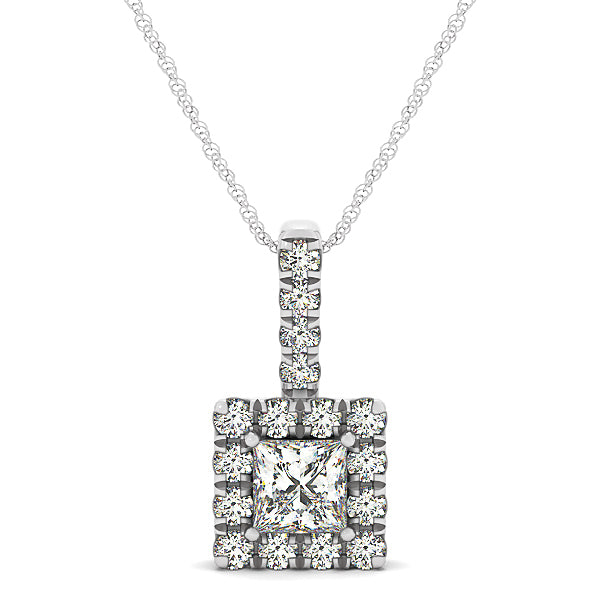 Platinum 1 ct tw Halo Diamond Pendant