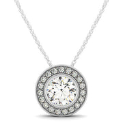 18K White Gold 1 1/5 ct tw Halo Diamond Pendant