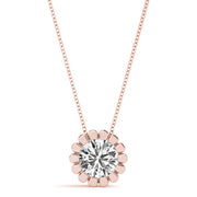 14K Rose Gold 1ct Diamond Solitaire Pendant