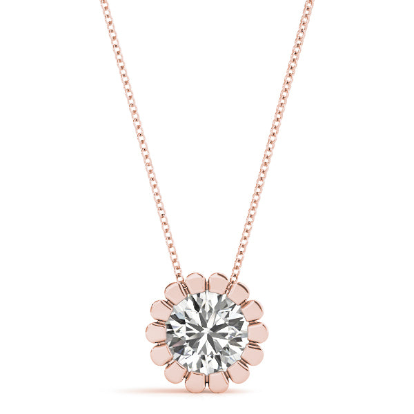 14K Rose Gold 1ct Diamond Solitaire Pendant