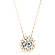 14K Yellow Gold 1ct Diamond Solitaire Pendant Necklace