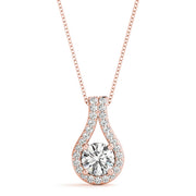14K Rose Gold 1ct Diamond Pendant Necklace