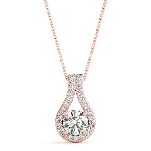 14K Rose Gold 1ct Diamond Pendant Necklace