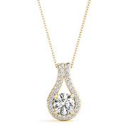 14K Yellow Gold Round Diamond Solitaire Pendant