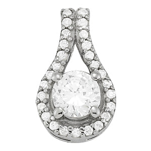 18K White Gold 1 1/6 ct tw Solitaire Diamond Pendant