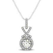 Platinum 1 1/5 ct tw Halo Diamond Pendant