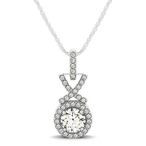 Platinum 1 1/5 ct tw Halo Diamond Pendant