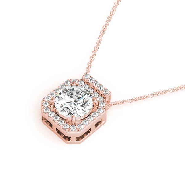 18K Rose Gold 1 1/6 ct tw Halo Diamond Pendant