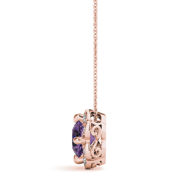 18K Rose Gold 1 1/8 ct tw Halo Diamond Pendant