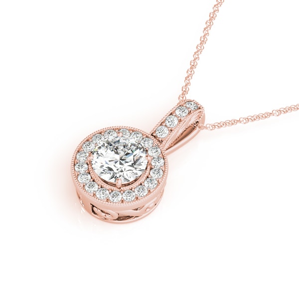 18K Rose Gold 3/8 ct tw Halo Diamond Pendant
