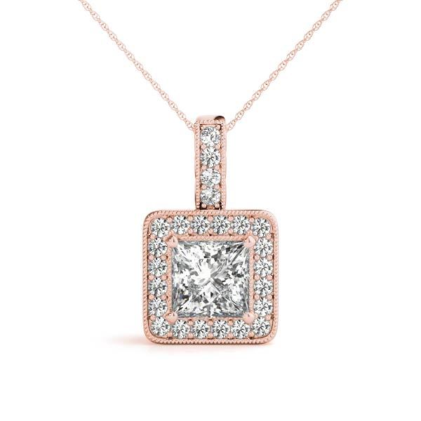 14K Rose Gold 1 CT Diamond Halo Pendant