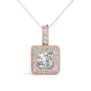 18K Rose Gold 1 CT Diamond Halo Pendant