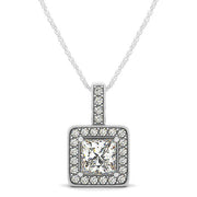 Multi-Diamond Round Halo Pendant