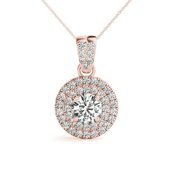 14K Rose Gold 1.33ctw Round Diamond Halo Pendant