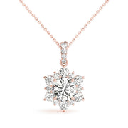 14K Rose Gold 1.5 ctw Round Diamond Pendant