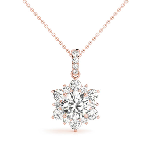 14K Rose Gold 1.5 ctw Round Diamond Pendant