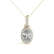 14K Yellow Gold Oval Diamond Halo Pendant