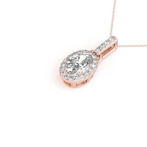 14K Rose Gold 1/5 ct tw Halo Diamond Pendant