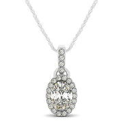 14K White Gold 1/5 ct tw Halo Diamond Pendant