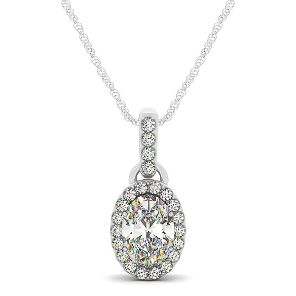 14K White Gold 1/5 ct tw Halo Diamond Pendant