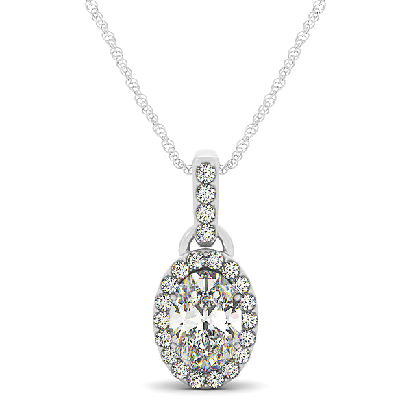 14K Gold Round Diamond Halo Pendant