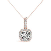 14K Rose Gold 0.7 CT Cushion Diamond Pendant