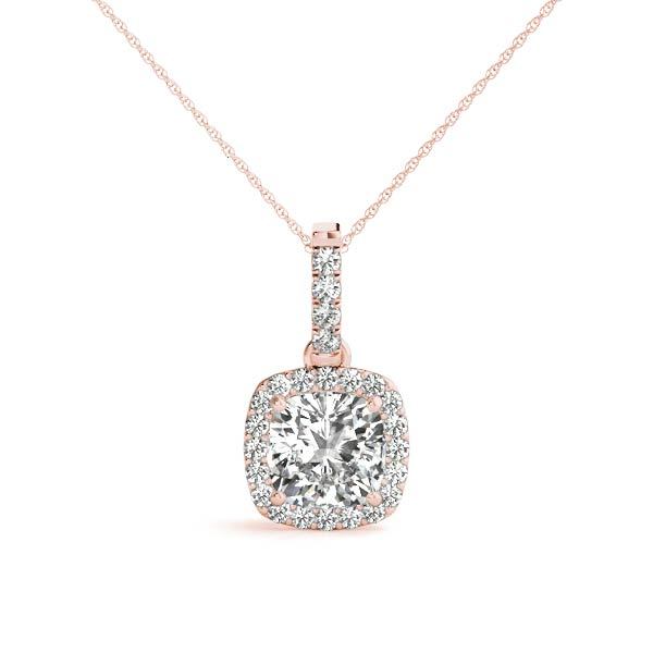 18K Rose Gold 7/8 ct tw Halo Diamond Pendant